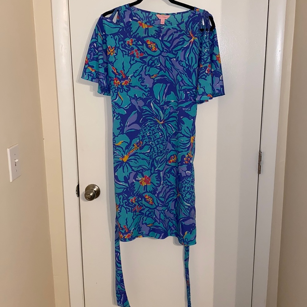 VGUC Lilly Pulitzer Demaris silky tunic dress size Small in Mai Tai print.